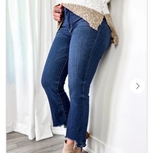 Judy Blue- Medium Wash Midrise Cropped Boot with Step Hem